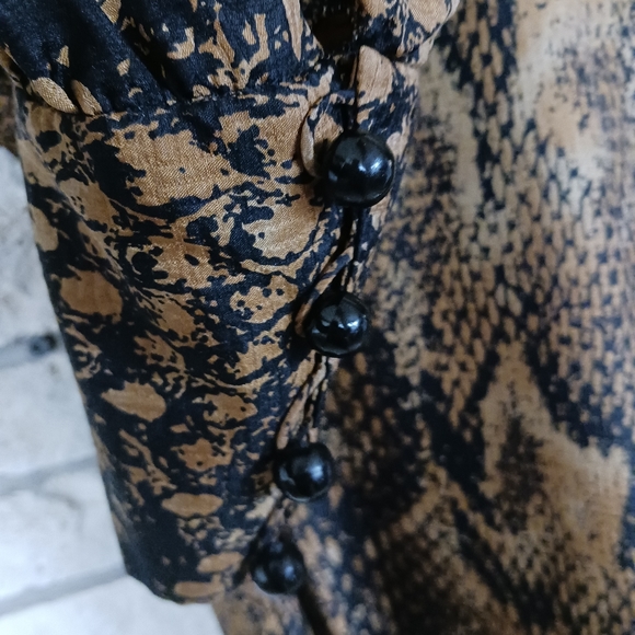 Baron Peters 100% silk dress longsleeve snakeskin size 14 vintage 80s nwt $340 - Picture 7 of 10